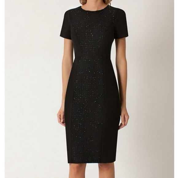 Black Halo Black Tweed Jodee Sheath Dress Size 4 - Picture 1 of 6